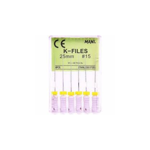 Mani MK2515 K-File with Plastic Handle & Endo Stop 25mm 0.02 Taper #15 White 6/Pk Mani MK2515 K-File with Plastic Handle & Endo Stop 25mm 0.02 Taper #15 White 6/Pk